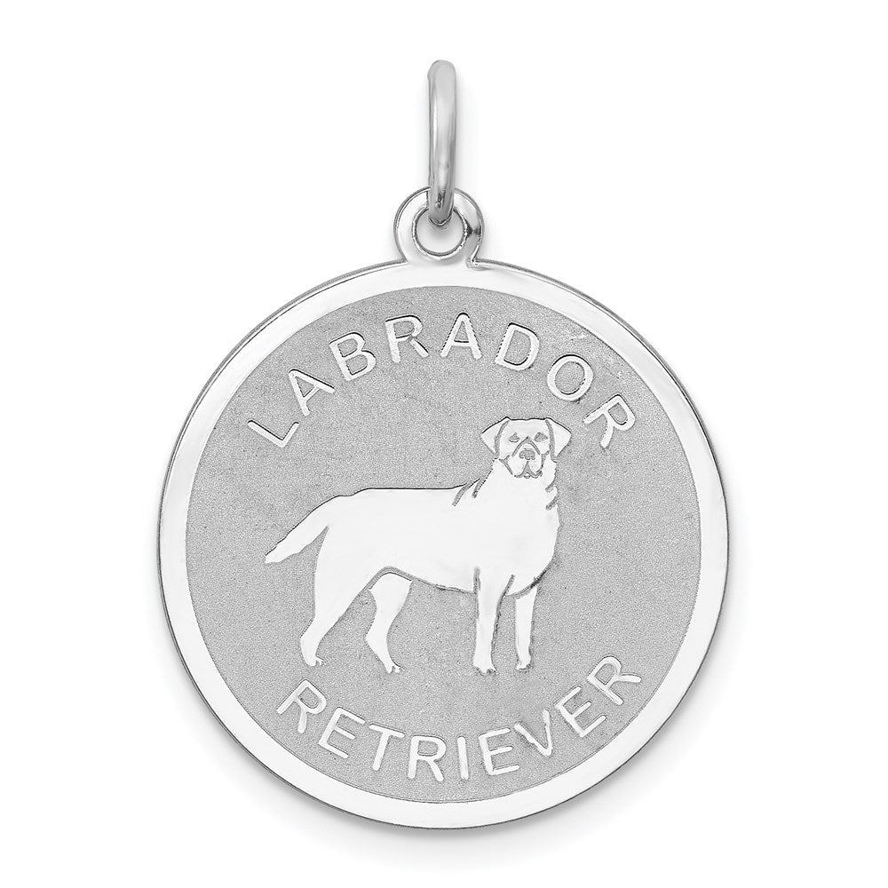 Sterling Silver Rhodium-plated Labrador Retrieve Disc Charm