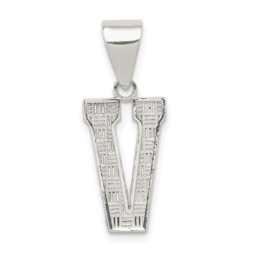 Sterling Silver Rhodium-plated Letter V Initial Pendant