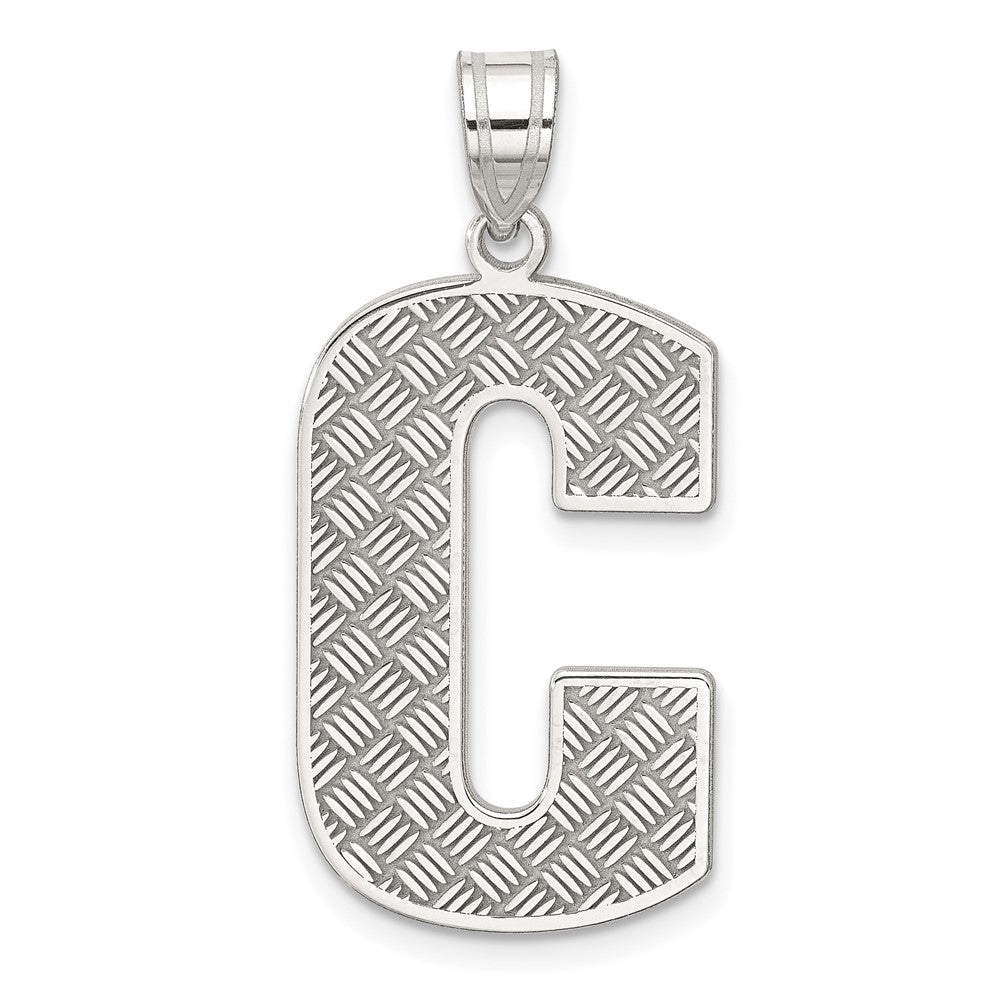 Sterling Silver Rhodium-plated Letter C Initial Pendant