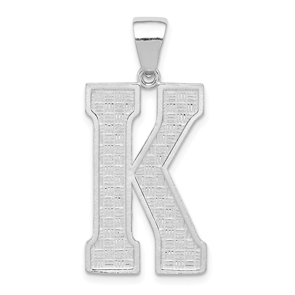 Sterling Silver Rhodium-plated Letter K Initial Pendant