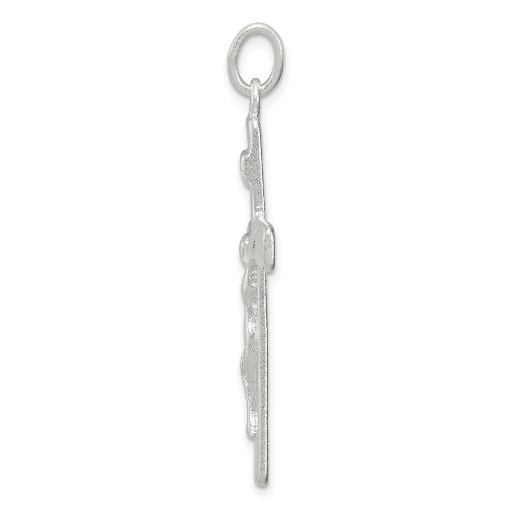 Sterling Silver Satin INRI Crucifix Pendant