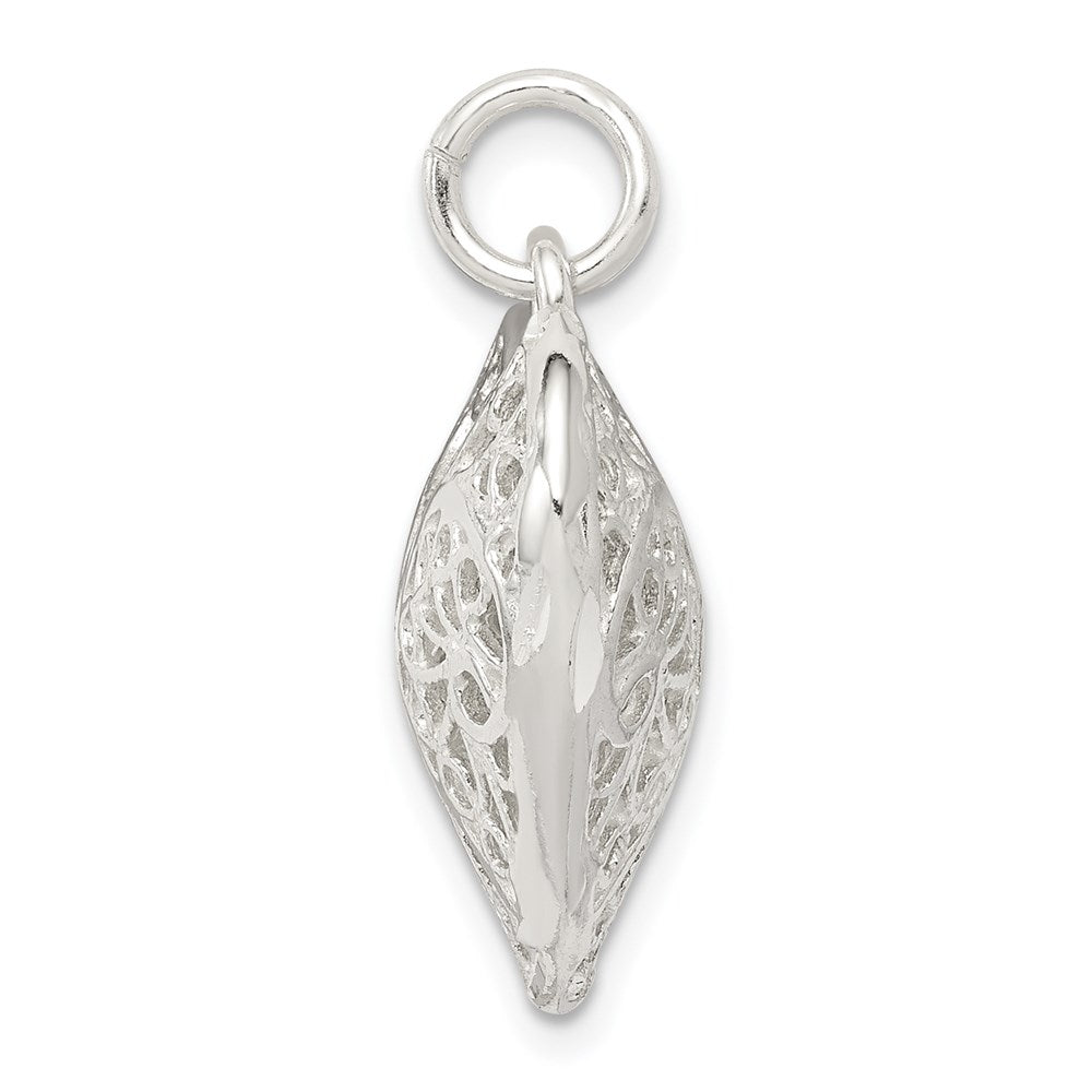 Sterling Silver Fancy Filigree Puffed Heart Charm