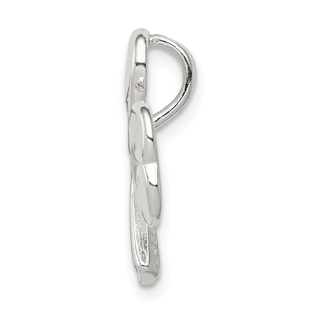 Sterling Silver Polished Diamond-cut Shamrock Chain Slide