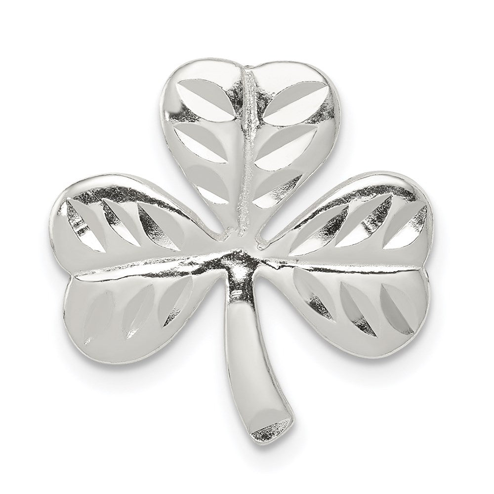 Sterling Silver Polished Diamond-cut Shamrock Chain Slide