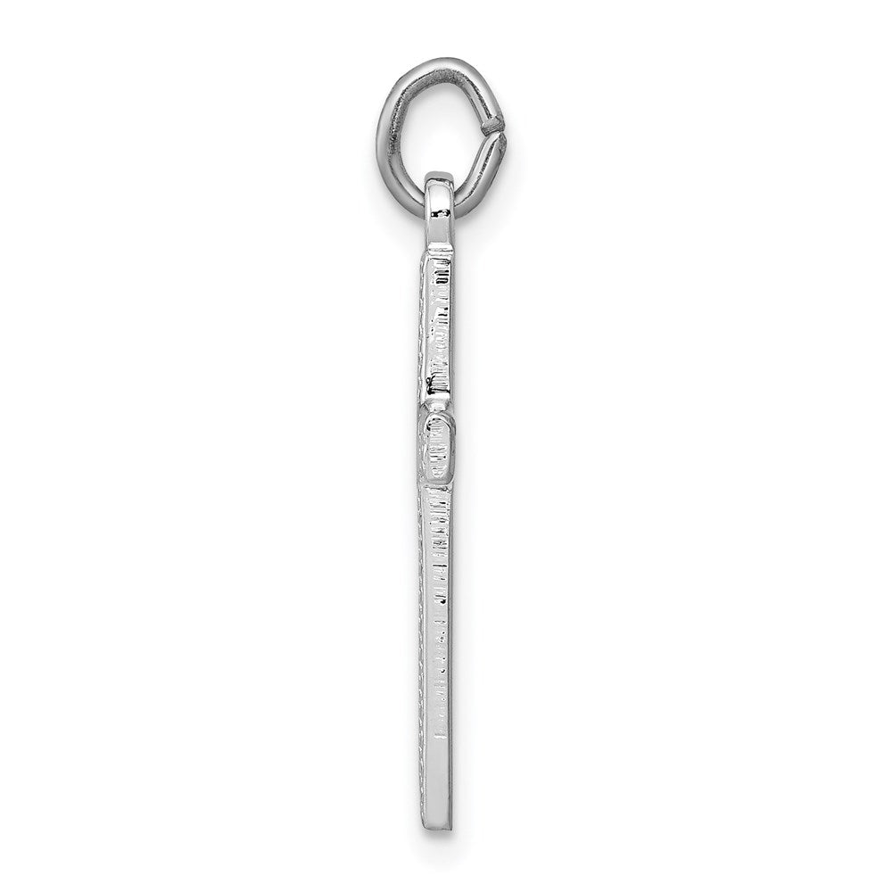 Sterling Silver Platinum-plated Heart Cross Charm