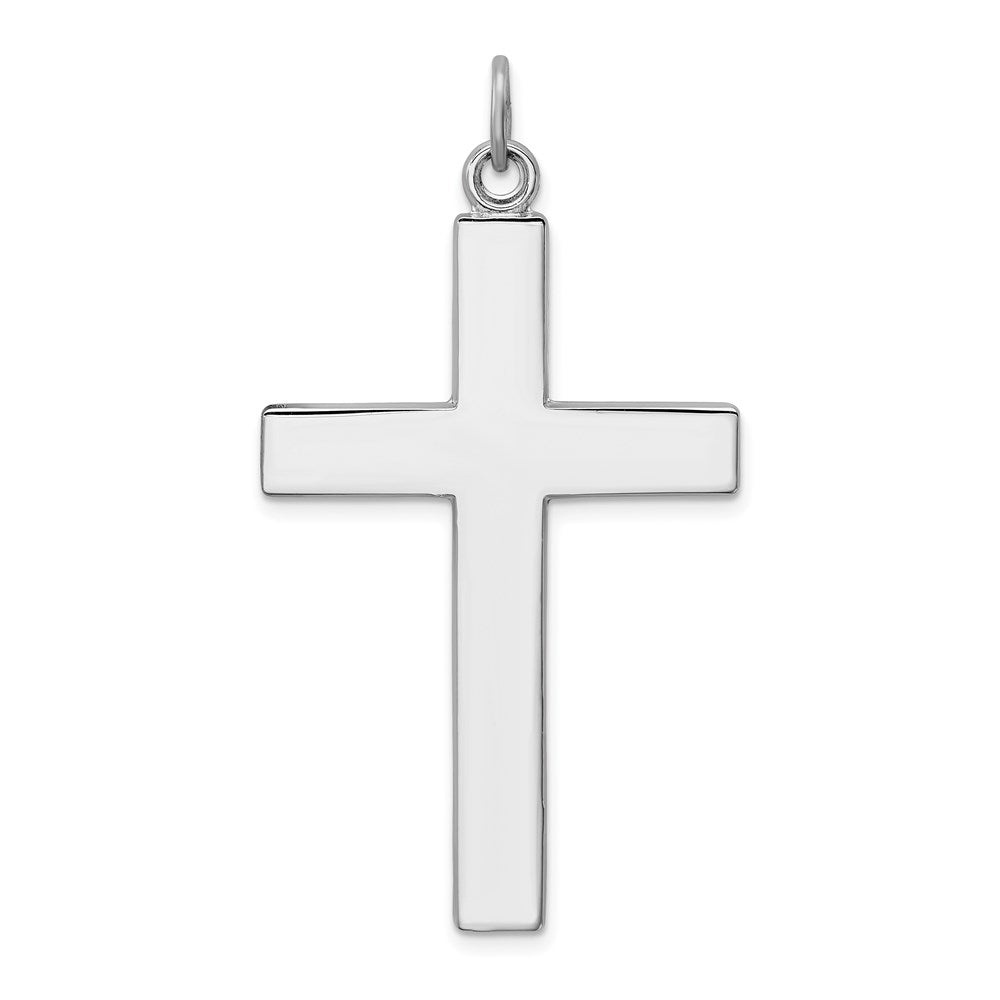 Sterling Silver Rhodium-plated Cross Lord's Prayer Pendant