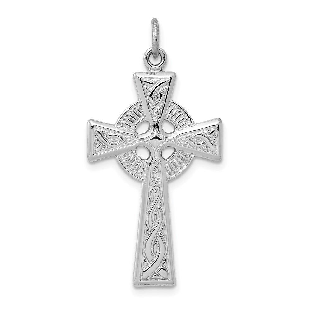 Sterling Silver Rhodium-plated Celtic Cross Pendant