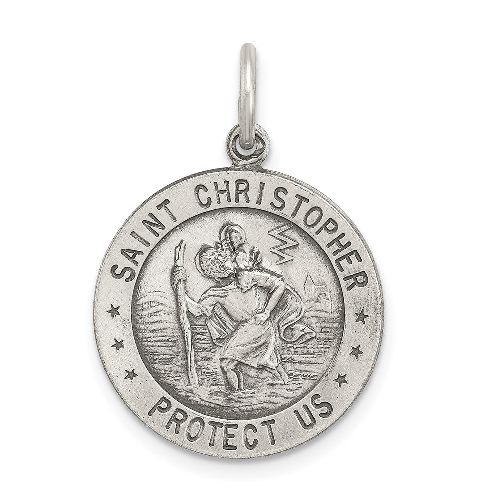 Sterling Silver Antiqued St. Christopher Soccer Medal