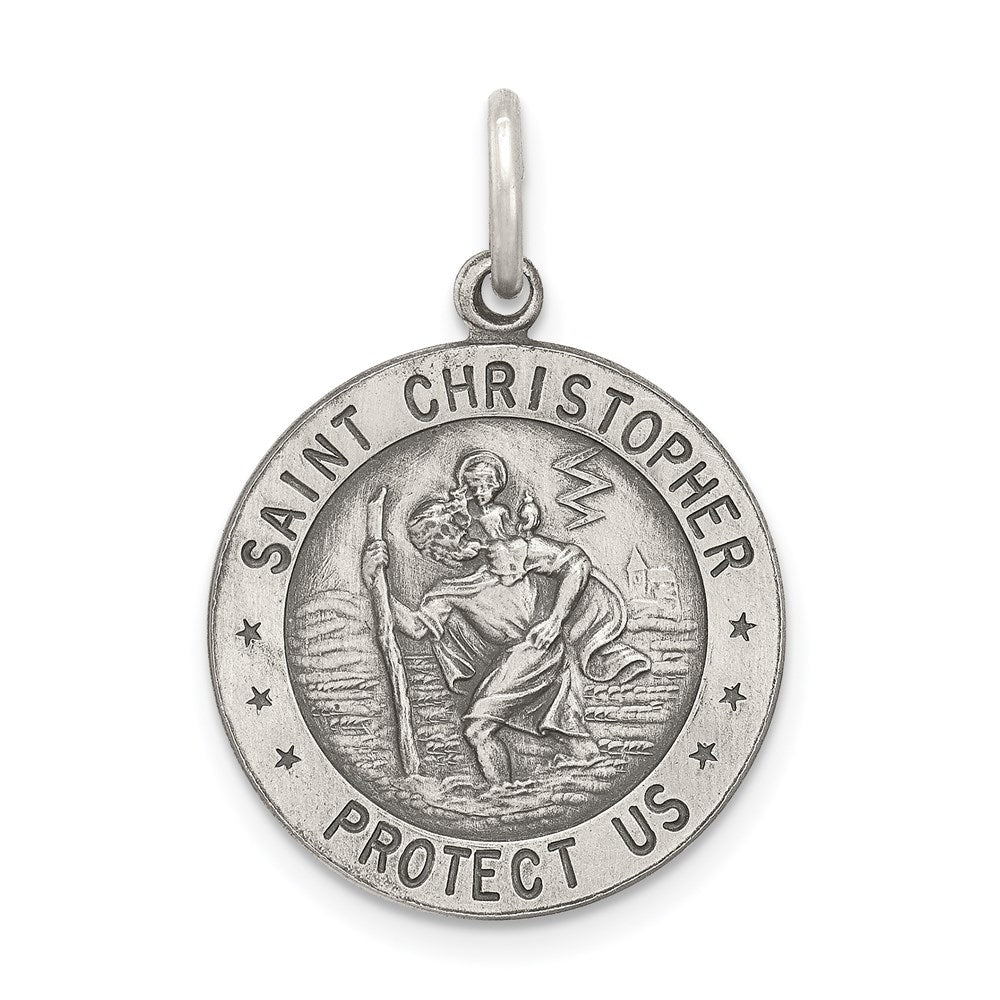 Sterling Silver Antiqued St. Christopher Football Medal