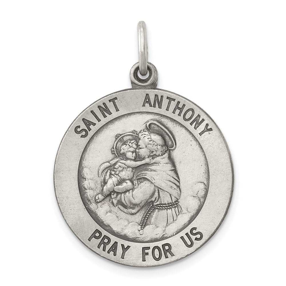 Sterling Silver Antiqued Saint Anthony Medal