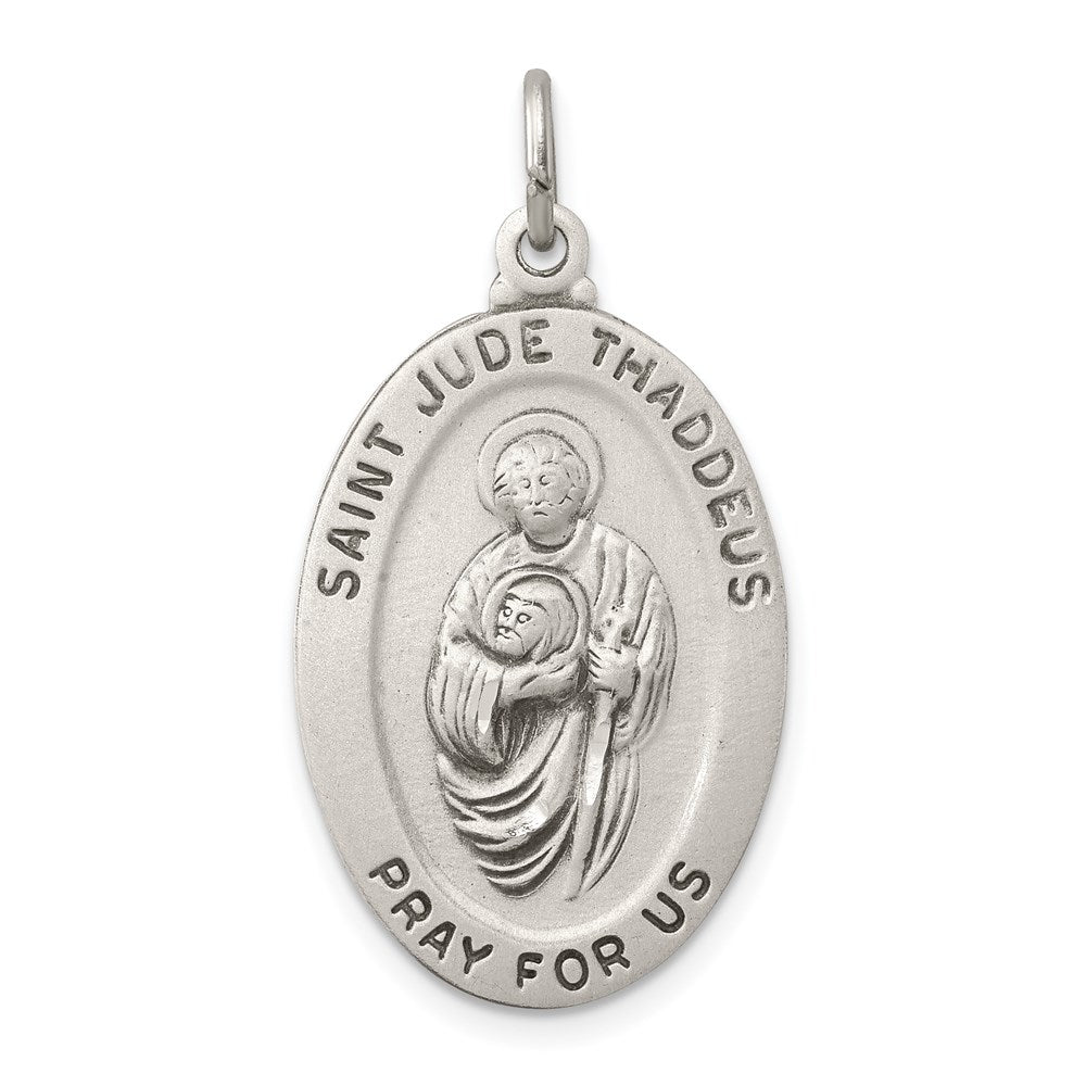 Sterling Silver Antiqued Saint Jude Thaddeus Medal