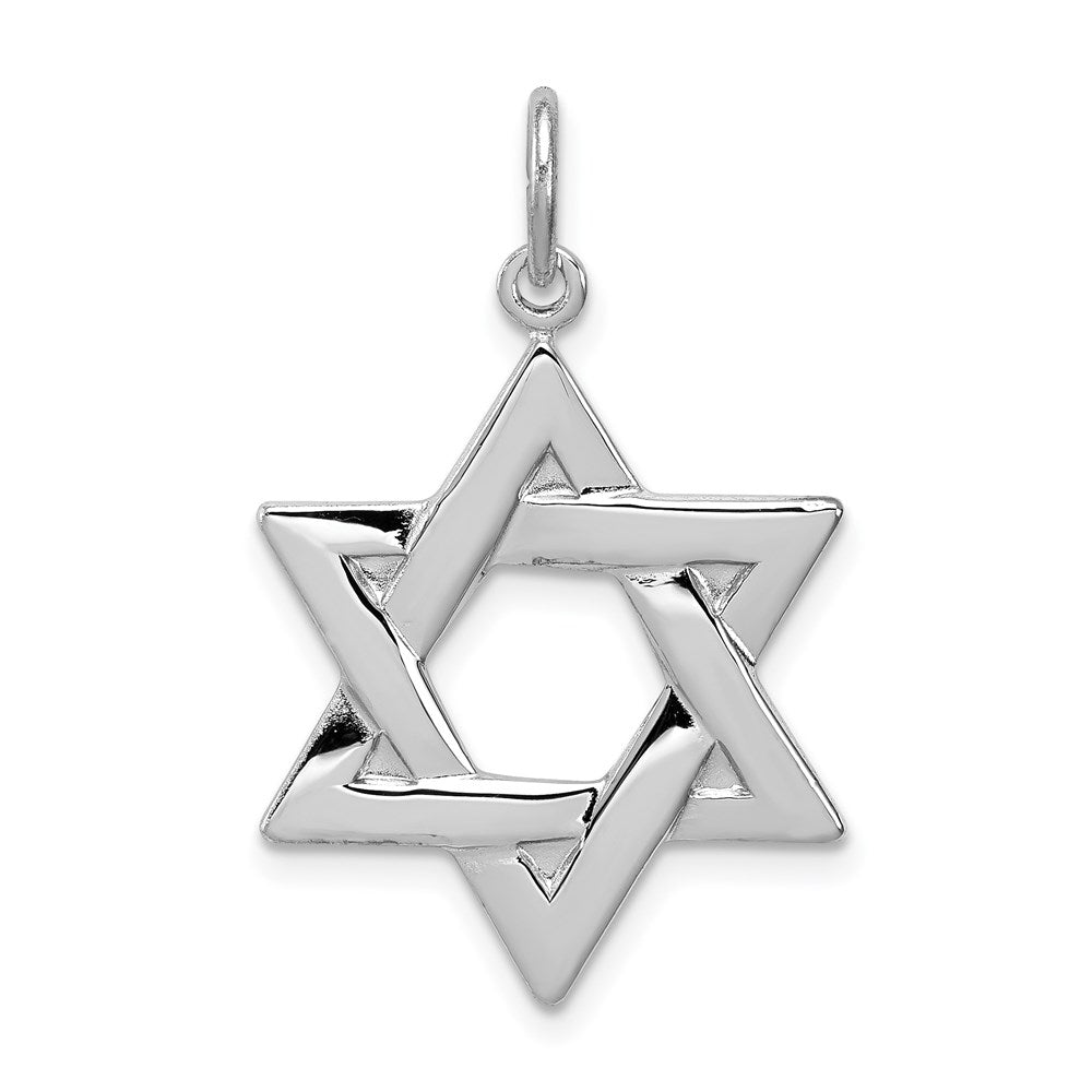 Sterling Silver Rhodium-plated Star of David Charm