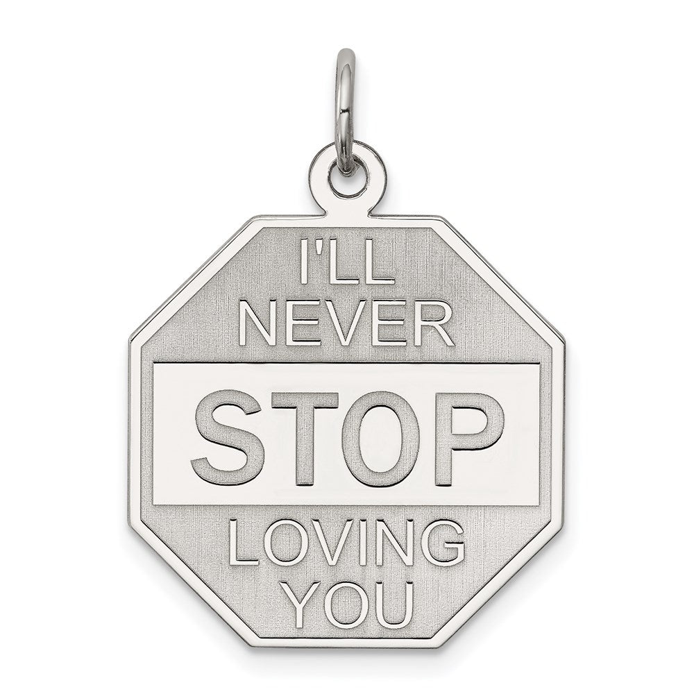 Sterling Silver Rhodium-plated I'll Never stop loving you Charm