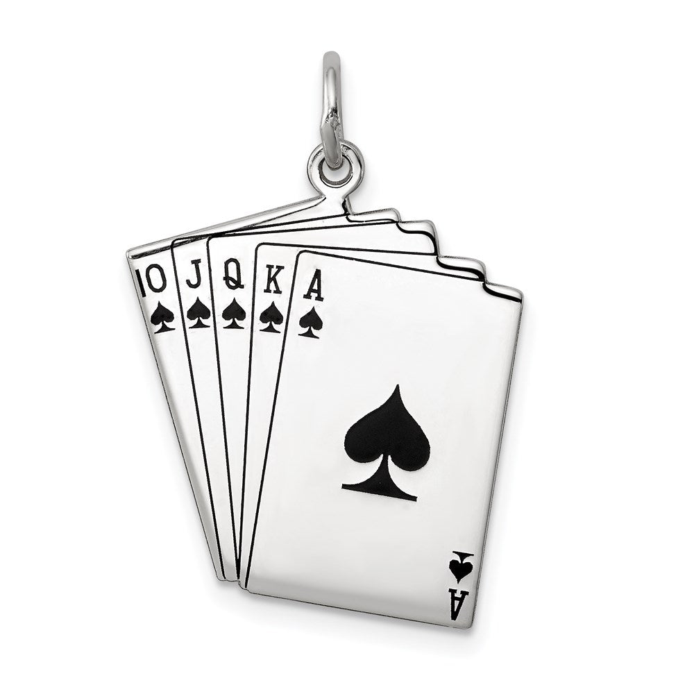 Sterling Silver Rhodium-plated Playing cards Polished Charm