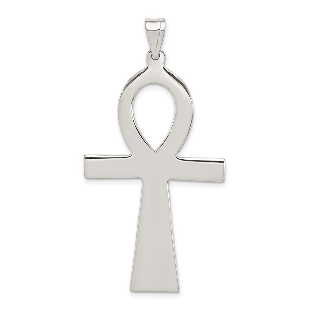 Sterling Silver Rhodium-plated Ankh Cross Pendant