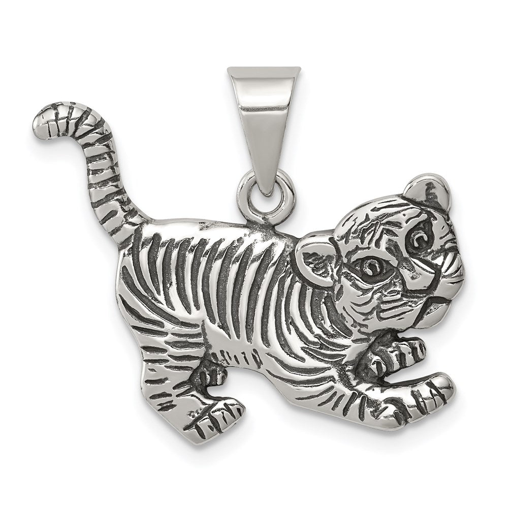 Sterling Silver Antiqued Tiger Charm