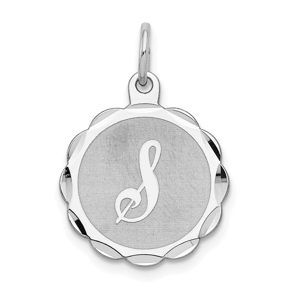 Sterling Silver/Rhodium-plated Brocaded Letter S Initial Pendant