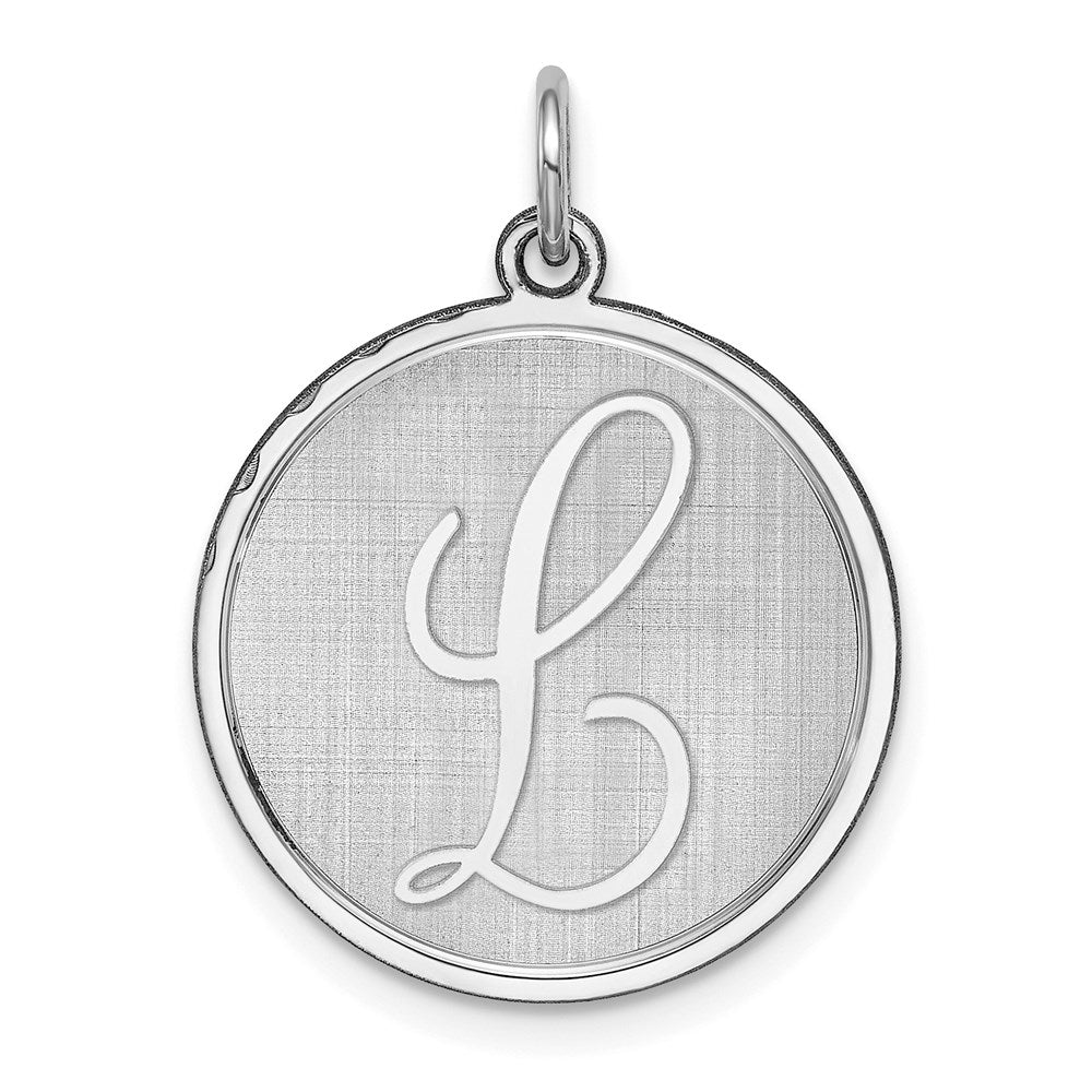 Sterling Silver Rhodium-plated Brocaded Letter L Initial Charm