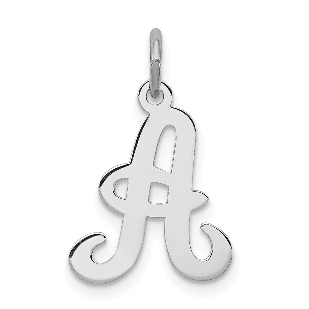 Sterling Silver Rhodium-plated Stamped Letter A Initial Charm