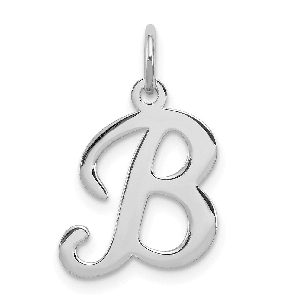 Sterling Silver Rhodium-plated Stamped Letter B Initial Charm