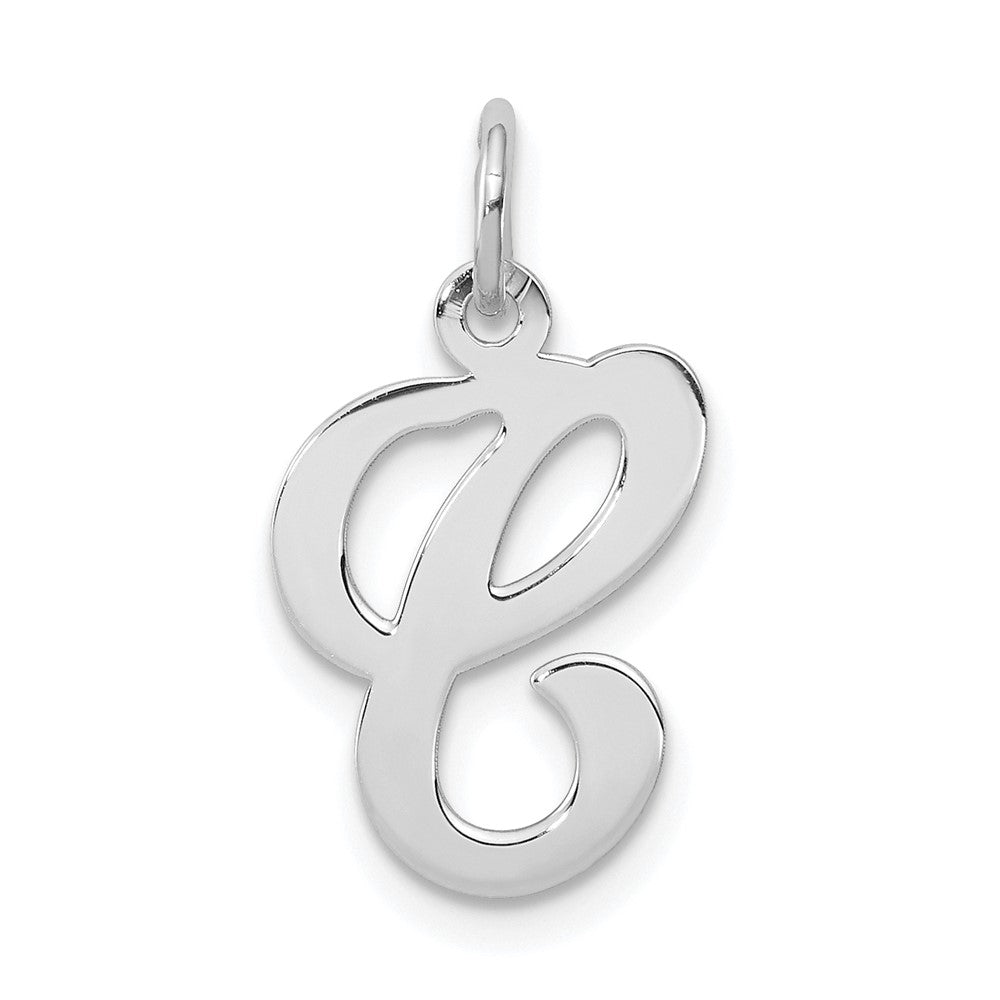 Sterling Silver Rhodium-plated Stamped Letter C Initial Charm