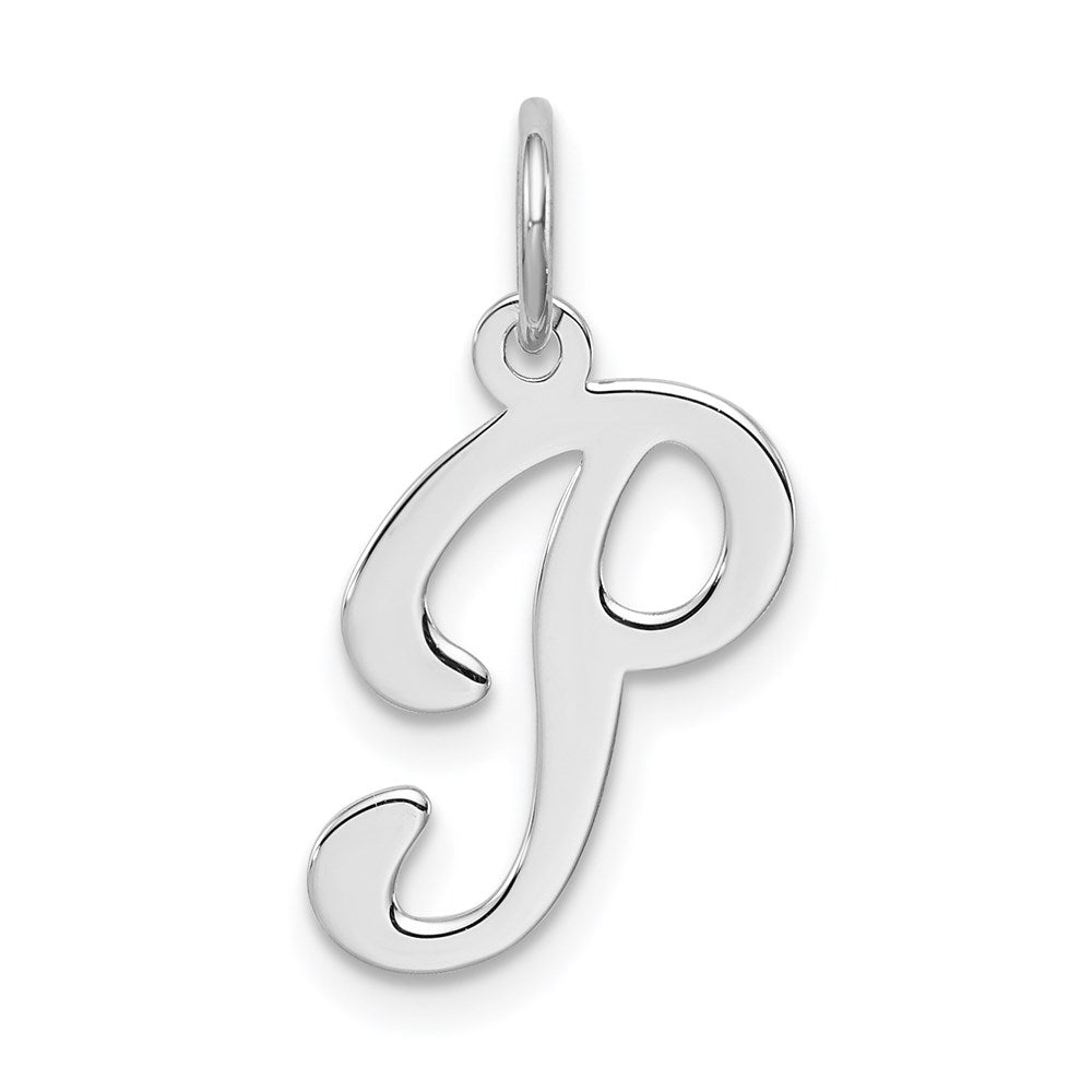 Sterling Silver Rhodium-plated Stamped Letter P Initial Charm