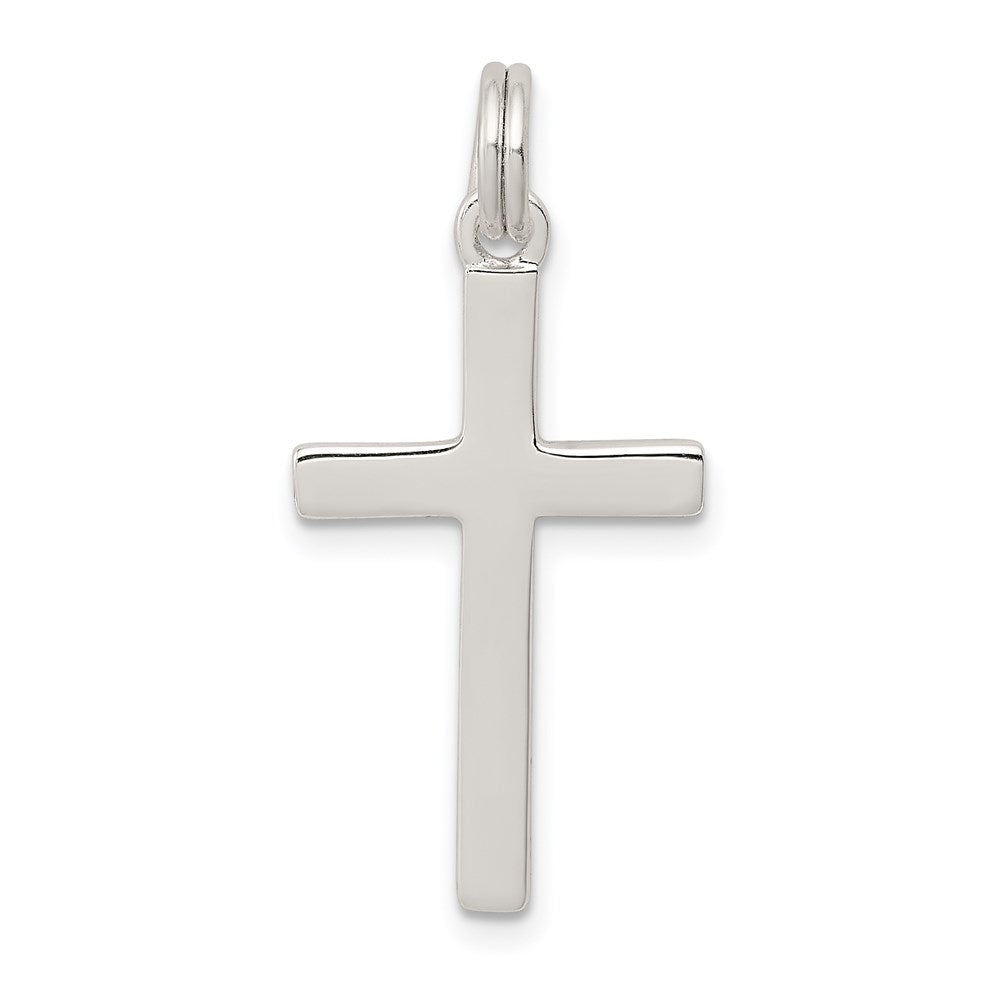 Sterling Silver Rhodium-plated Polished Cross Pendant