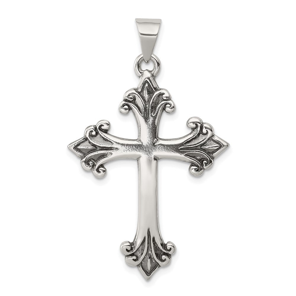 Sterling Silver Fleur De Lis Cross Pendant