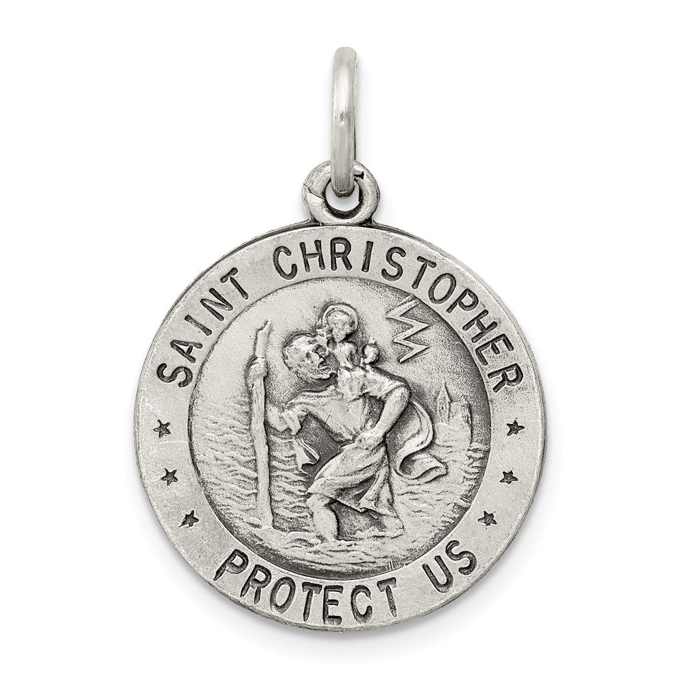 Sterling Silver Antiqued St.Christopher US Coast Guard Medal