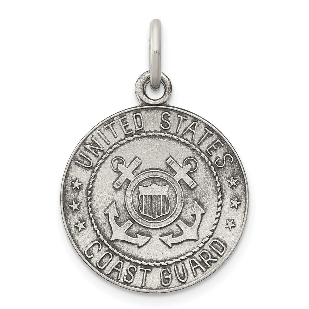 Sterling Silver Antiqued US Coast Guard Medal