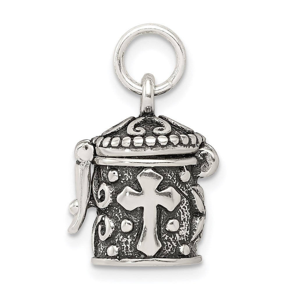 Sterling Silver Antiqued Cross Prayer Box Charm