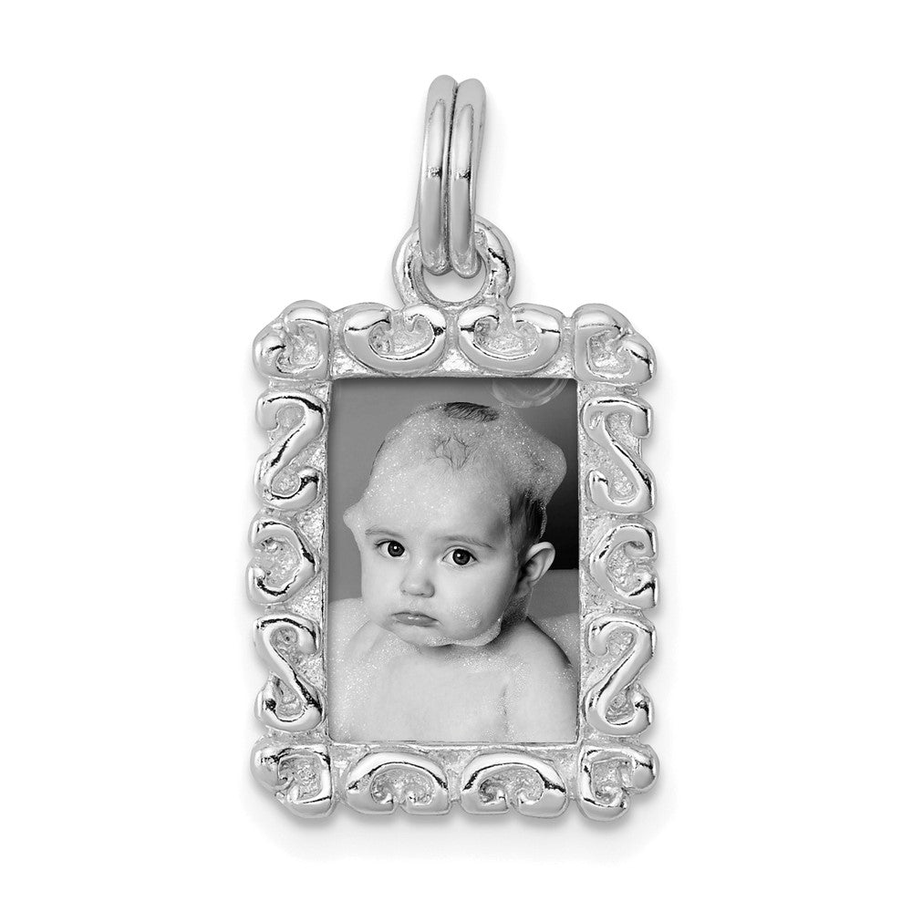 Sterling Silver Rhodium-plated Photo Charm