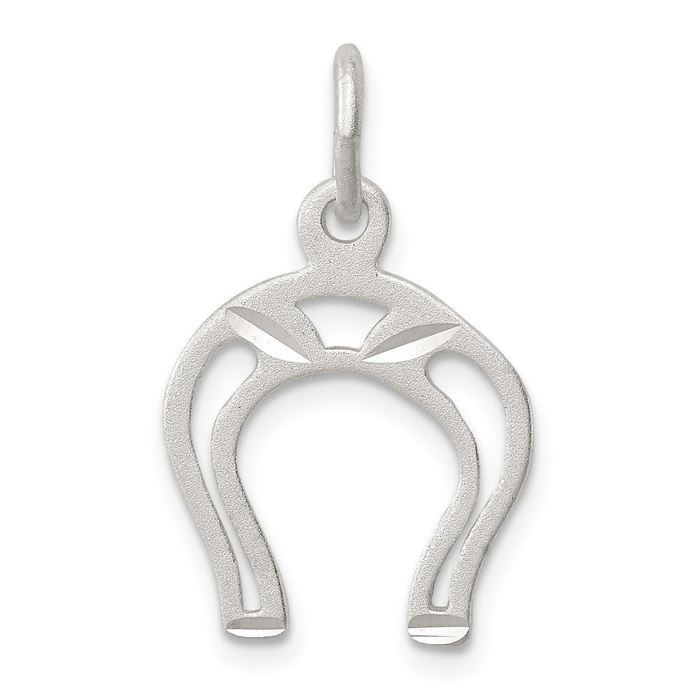 Sterling Silver Satin Open Style Horseshoe Charm