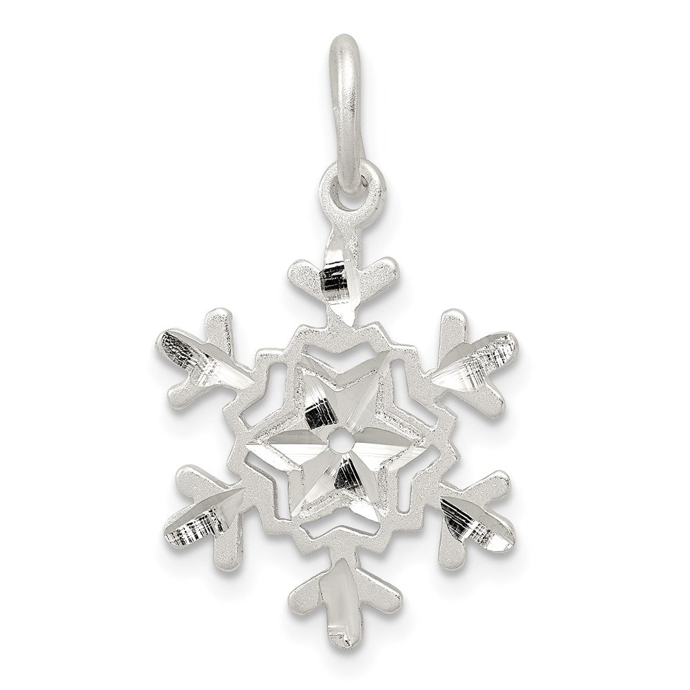 Sterling Silver Diamond Cut Snowflake Charm