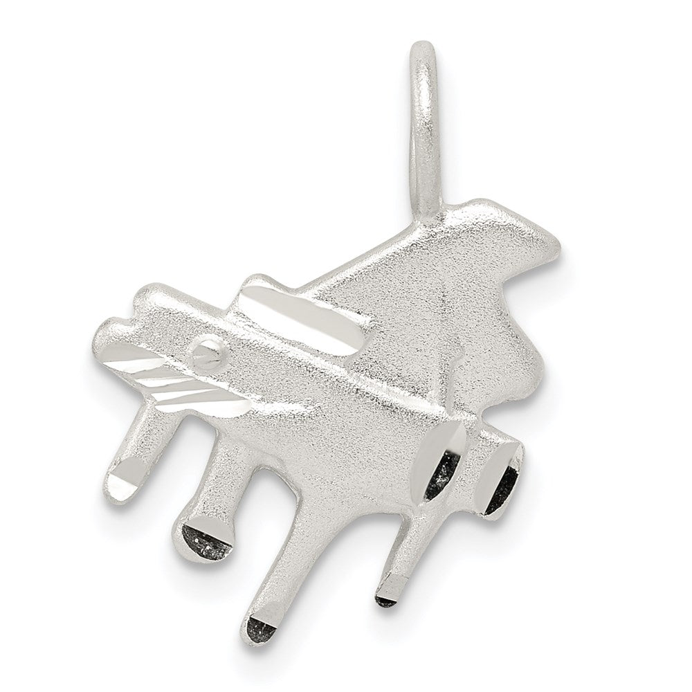 Sterling Silver Diamond Cut Grand Piano Pendant