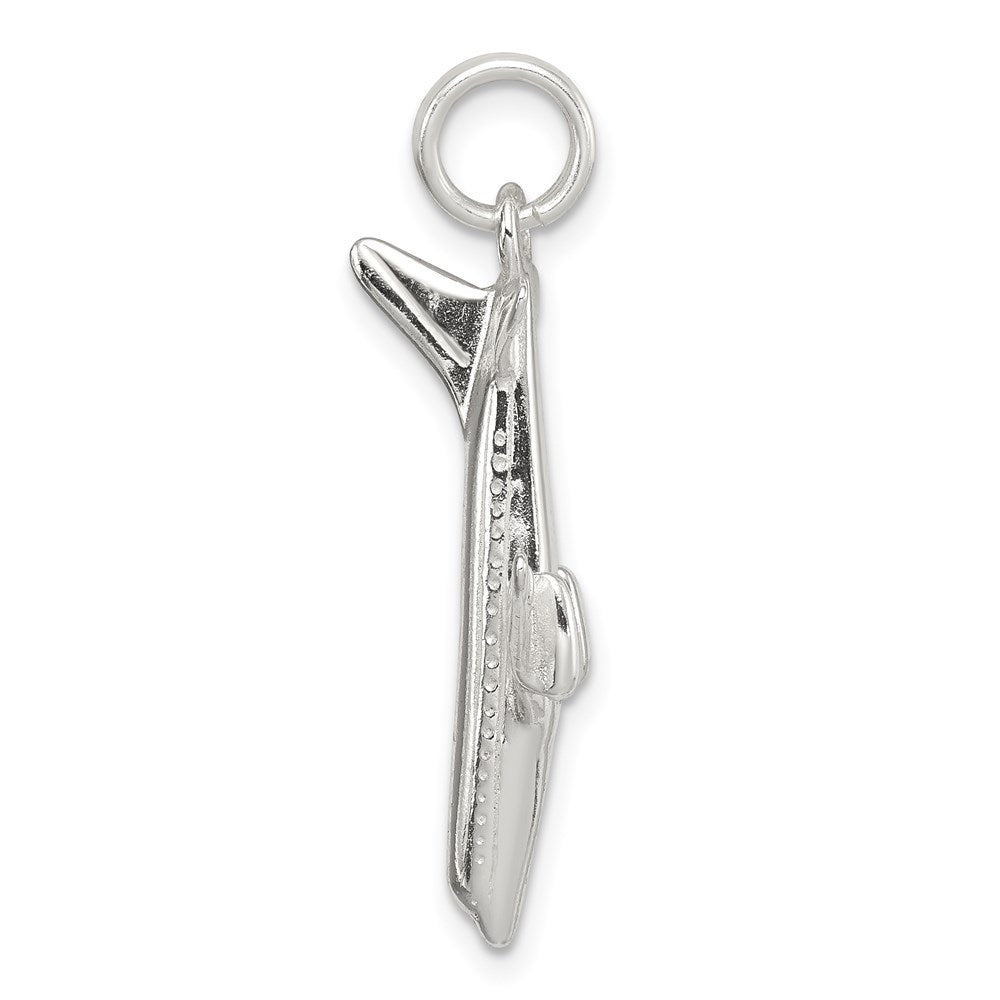 Sterling Silver Rhodium-plated Airplane Charm