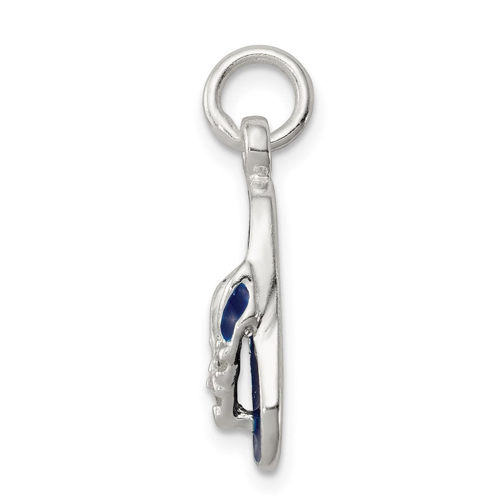 Sterling Silver CZ and Blue Enameled Flip Flop Charm