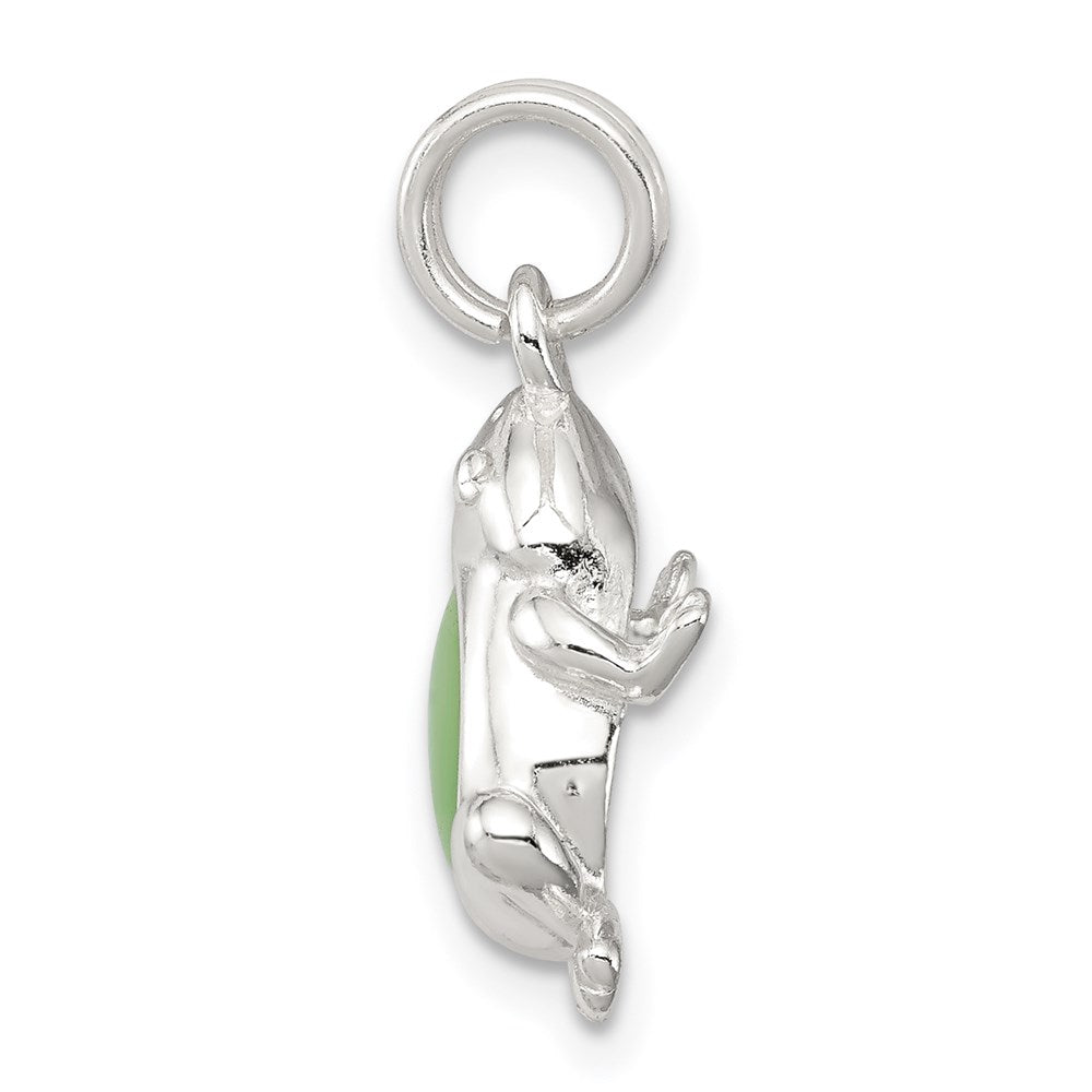 Sterling Silver Green Cats Eye Frog Charm