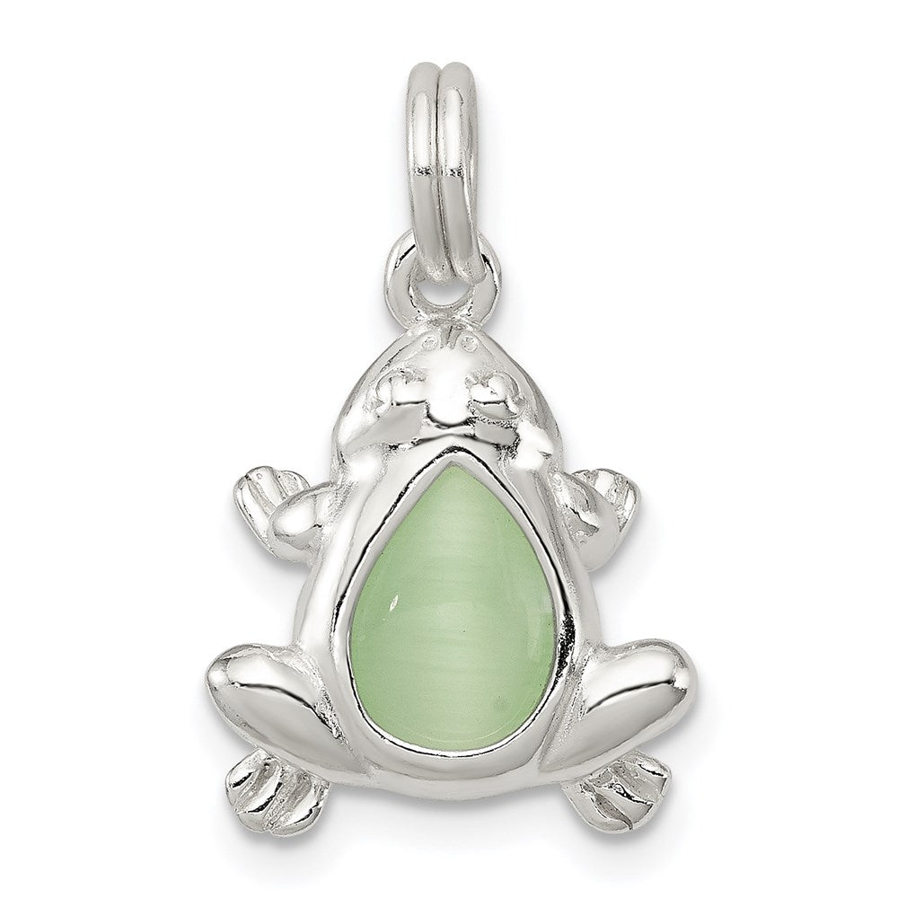 Sterling Silver Green Cats Eye Frog Charm