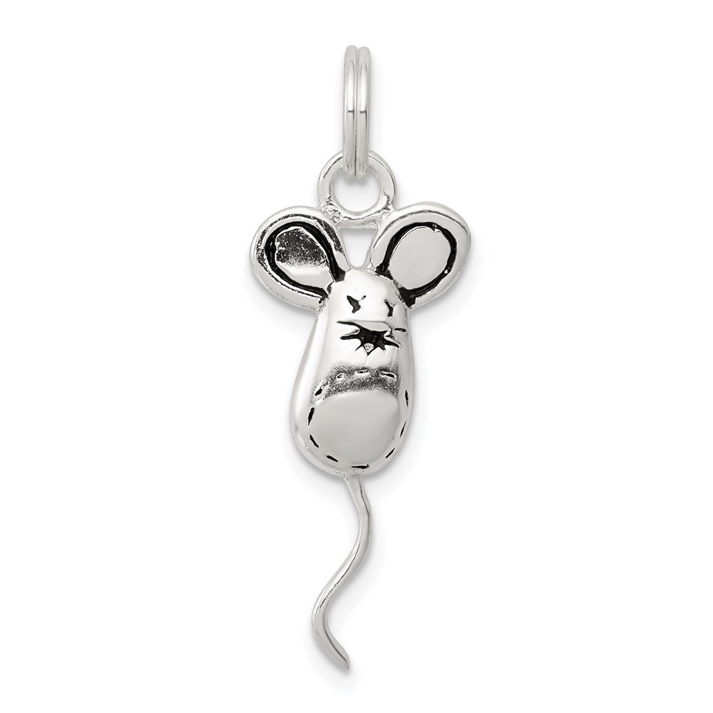 Sterling Silver Rhodium-plated Mouse Charm