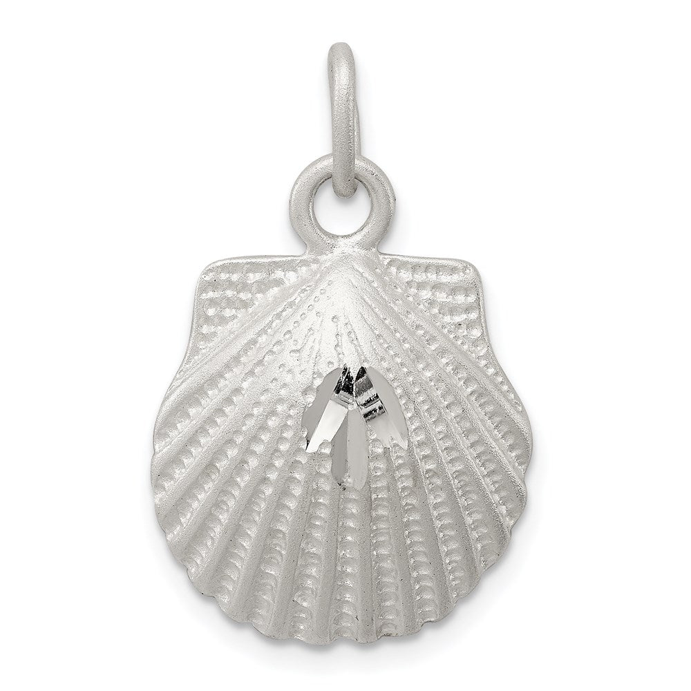 Sterling Silver Satin Finish Diamond Cut Shell