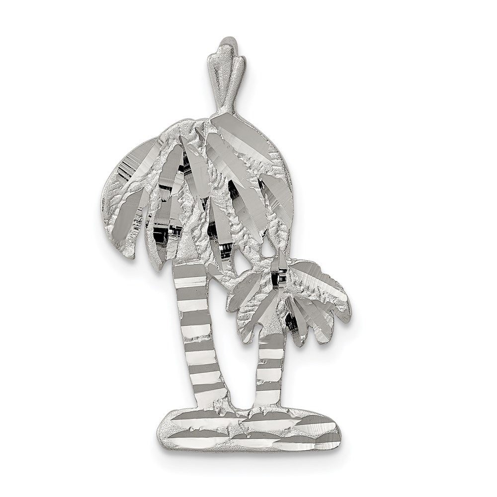 Sterling Silver Diamond Cut Palm Trees Pendant Charm