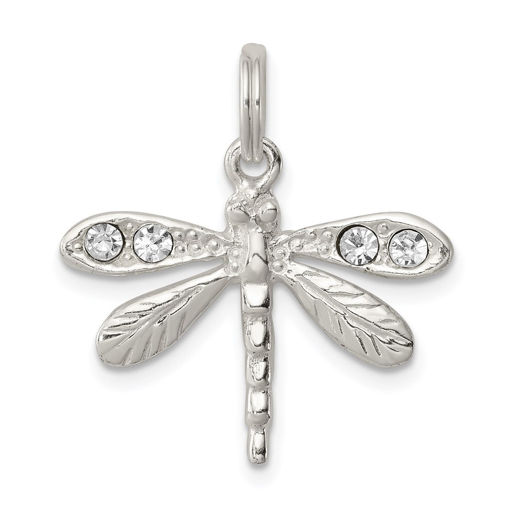 Sterling Silver Rhod-pltd Preciosa Austrian Crystal Dragonfly Charm