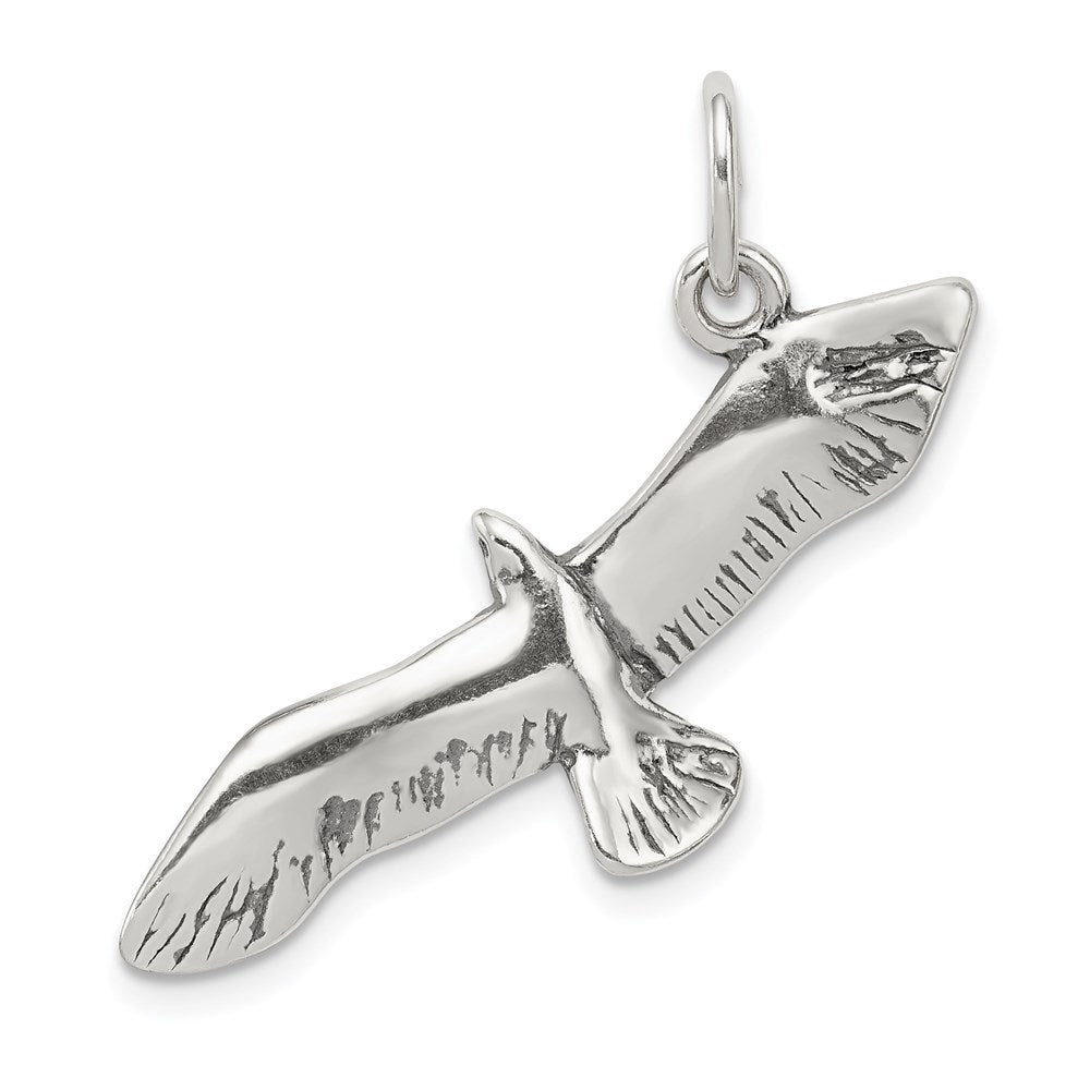 Sterling Silver Antiqued Wing Spread Seagull Charm