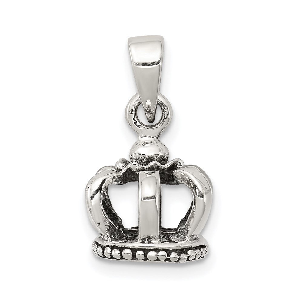 Sterling Silver Antiqued Crown Pendant