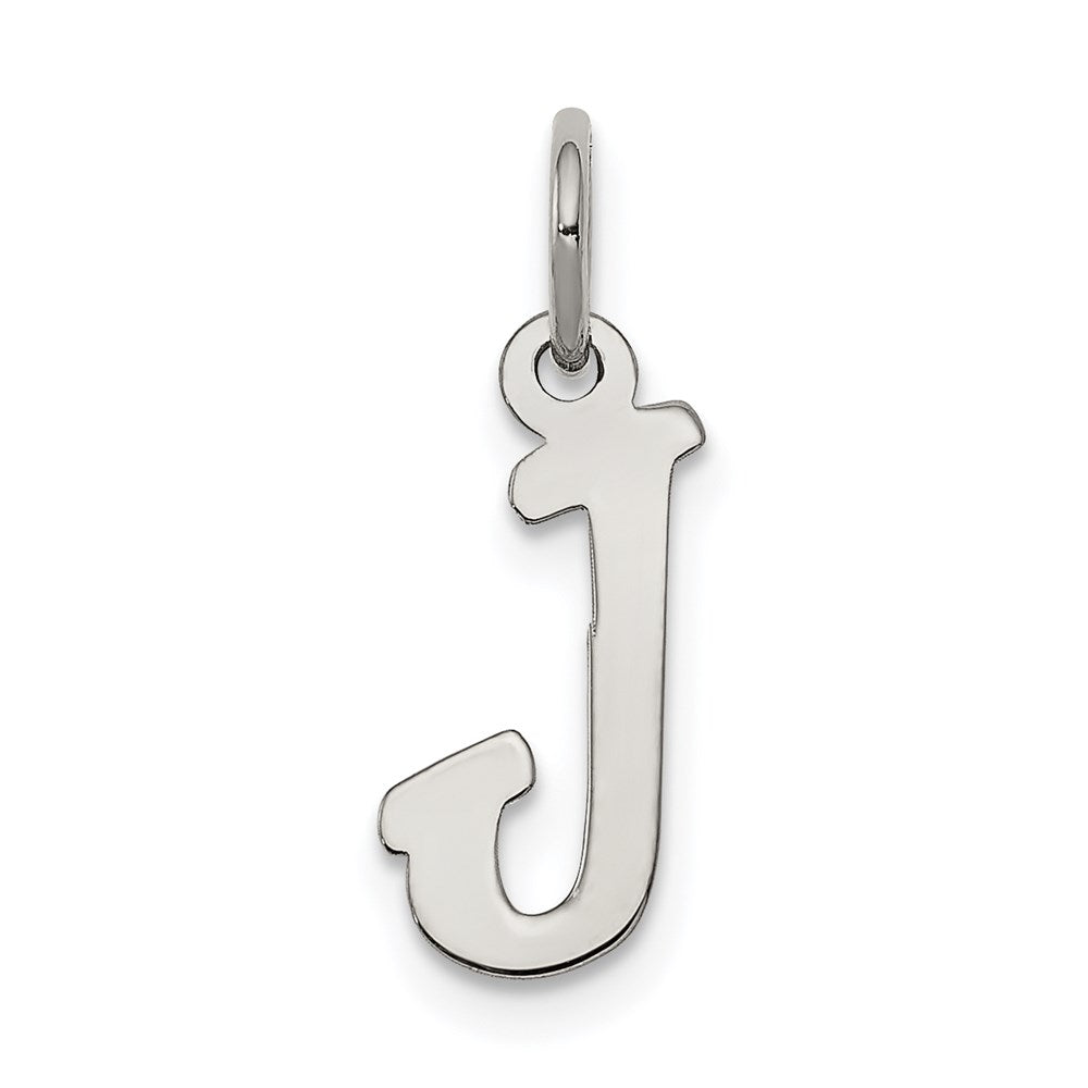 Sterling Silver Rhodium-plated Script Letter J Initial Charm