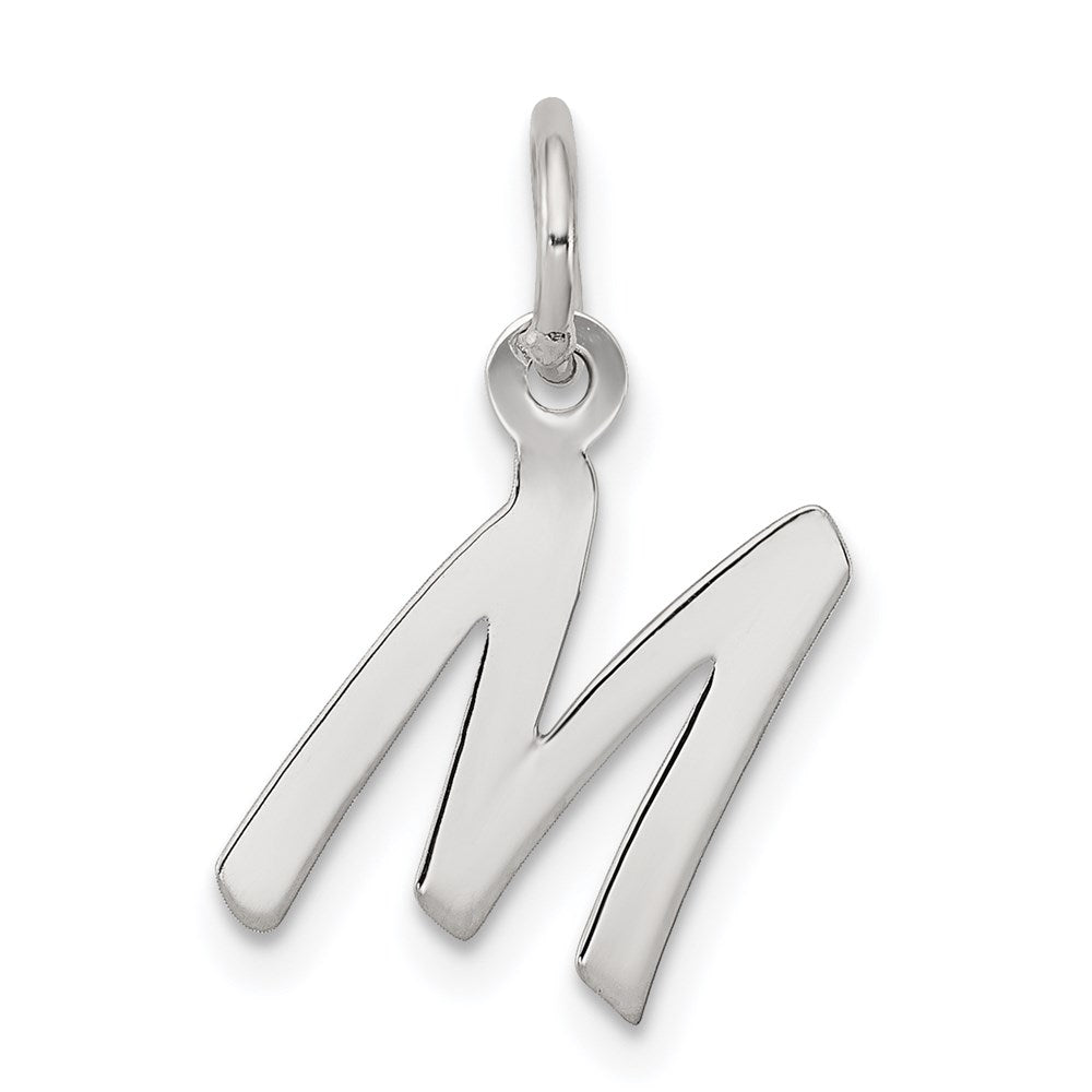 Sterling Silver Rhodium-plated Letter M Initial Charm