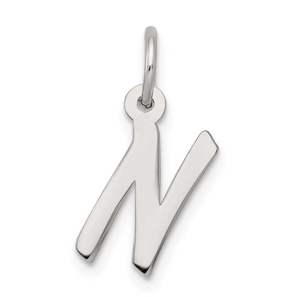 Sterling Silver Rhodium-plated Letter N Initial Charm