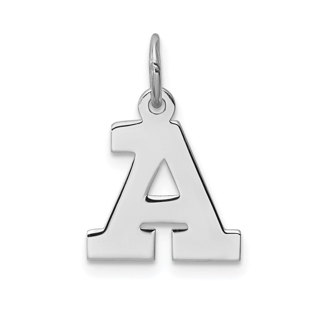 Sterling Silver Rhodium-plated Block Letter A Initial Charm