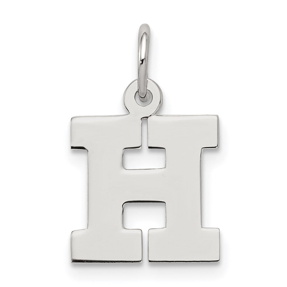 Sterling Silver Rhodium-plated Block Letter H Initial Charm